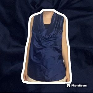 Cowl neck Charmeuse Blouse Dark Blue - Boston Proper